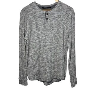 Outpost Makers Thermal Henley Men's Medium Gray Marled Waffle Knit Long Sleeve